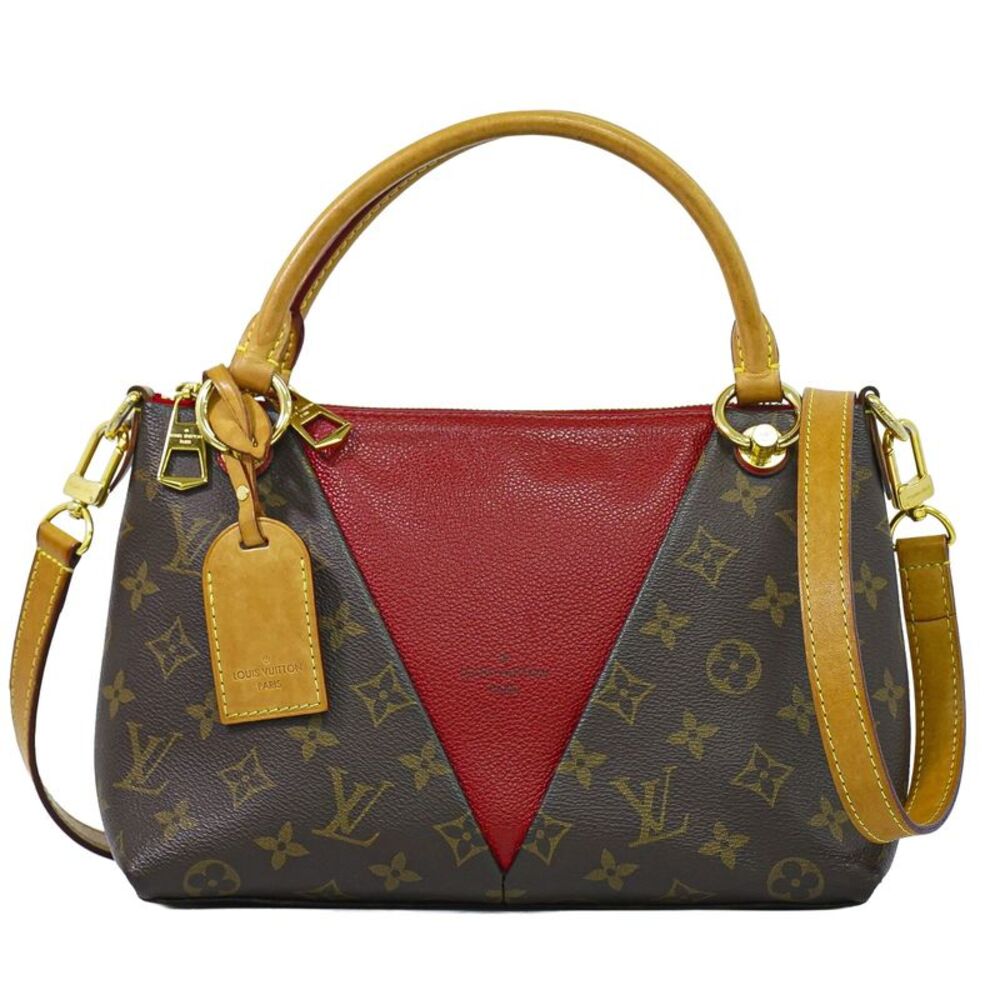 Louis Vuitton V Tote Monogram Canvas And Leather Brown Canvas Handbag